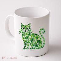 St Patrick's Day Lucky Shamrock Clover Cat Coffee Mug thumb 0