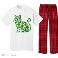 St Patrick's Day Lucky Shamrock Clover Cat Pajama Set thumb 0