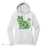 St Patrick's Day Lucky Shamrock Clover Cat Women's Hoodie thumb 0
