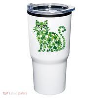 St Patrick's Day Lucky Shamrock Clover Cat Tumbler thumb 0