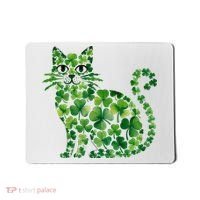 St Patrick's Day Lucky Shamrock Clover Cat Mousepad thumb 0