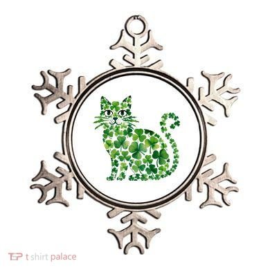 St Patrick's Day Lucky Shamrock Clover Cat Ornament