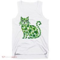 St Patrick's Day Lucky Shamrock Clover Cat Tank Top thumb 0