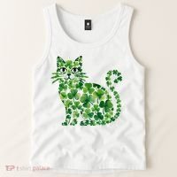 St Patrick's Day Lucky Shamrock Clover Cat Tank Top thumb 2