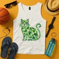 St Patrick's Day Lucky Shamrock Clover Cat Tank Top thumb 4