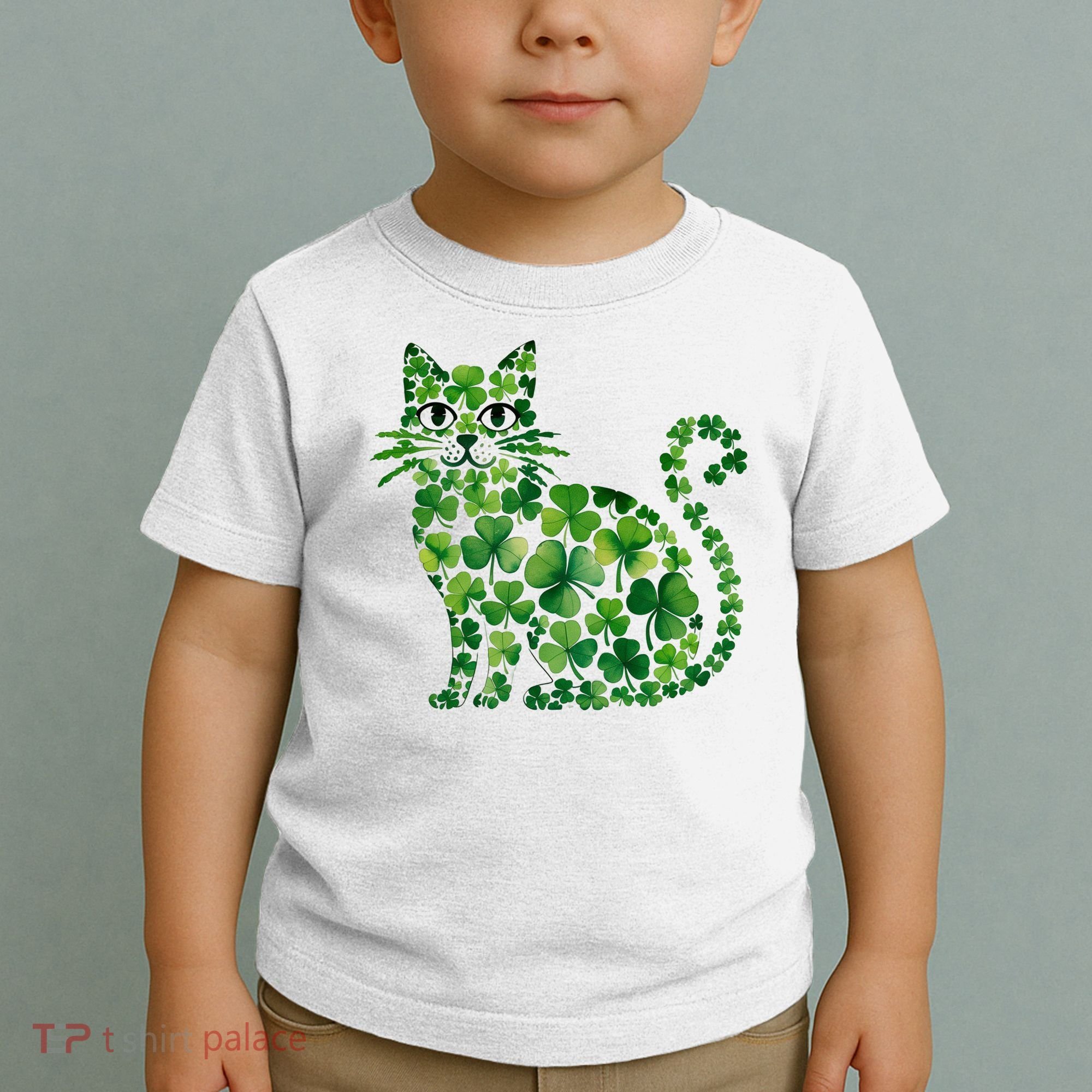 St Patrick's Day Lucky Shamrock Clover Cat Toddler T-Shirt