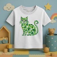St Patrick's Day Lucky Shamrock Clover Cat Toddler T-Shirt thumb 3
