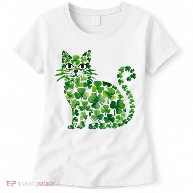 St Patrick's Day Lucky Shamrock Clover Cat Women's T-Shirt