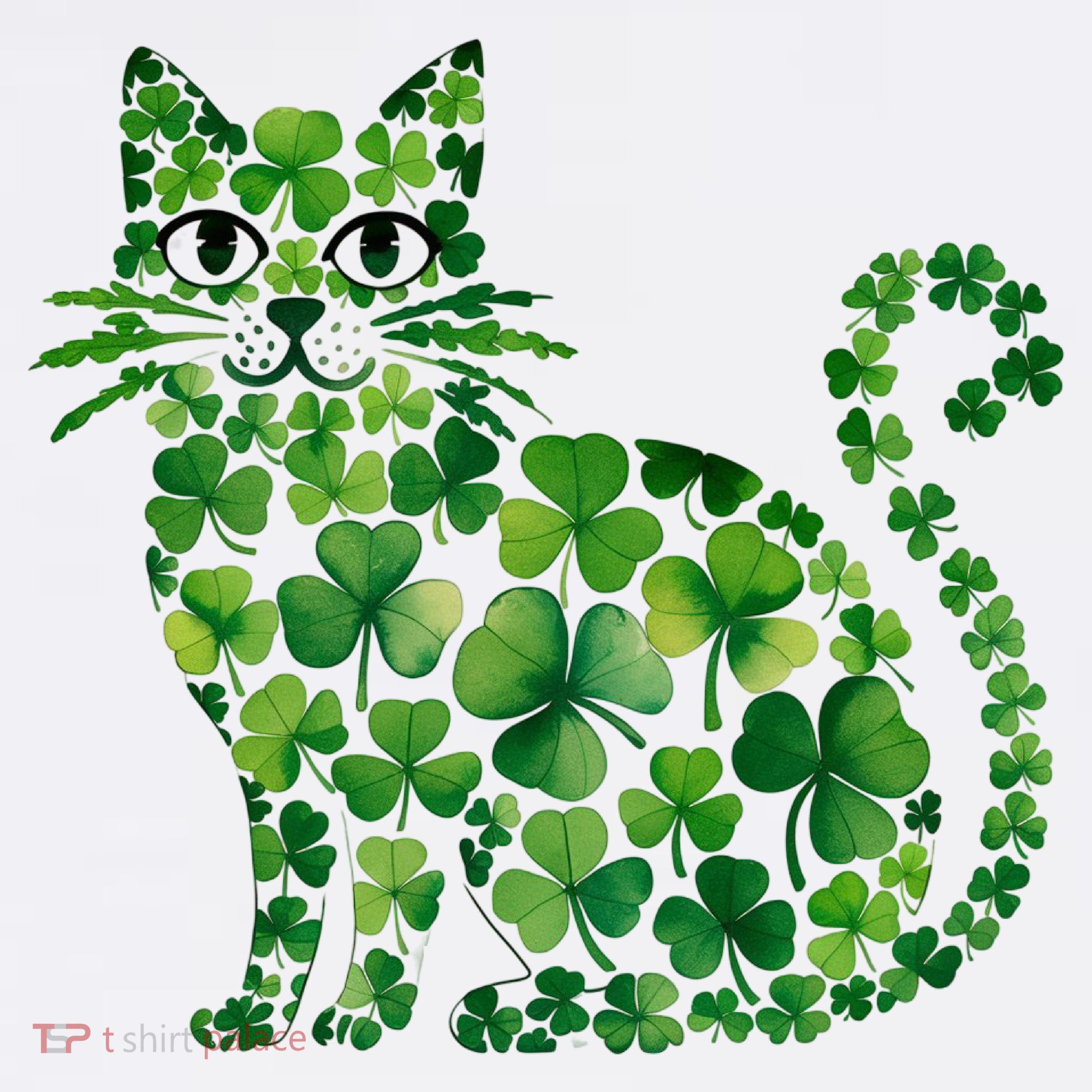 St Patrick's Day Lucky Shamrock Clover Cat Women's T-Shirt