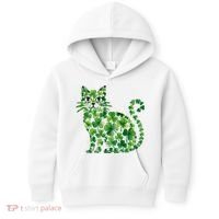 St Patrick's Day Lucky Shamrock Clover Cat Kids Hoodie thumb 0