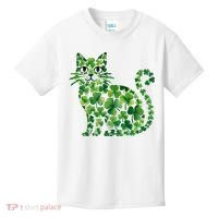 St Patrick's Day Lucky Shamrock Clover Cat Kids T-Shirt thumb 0