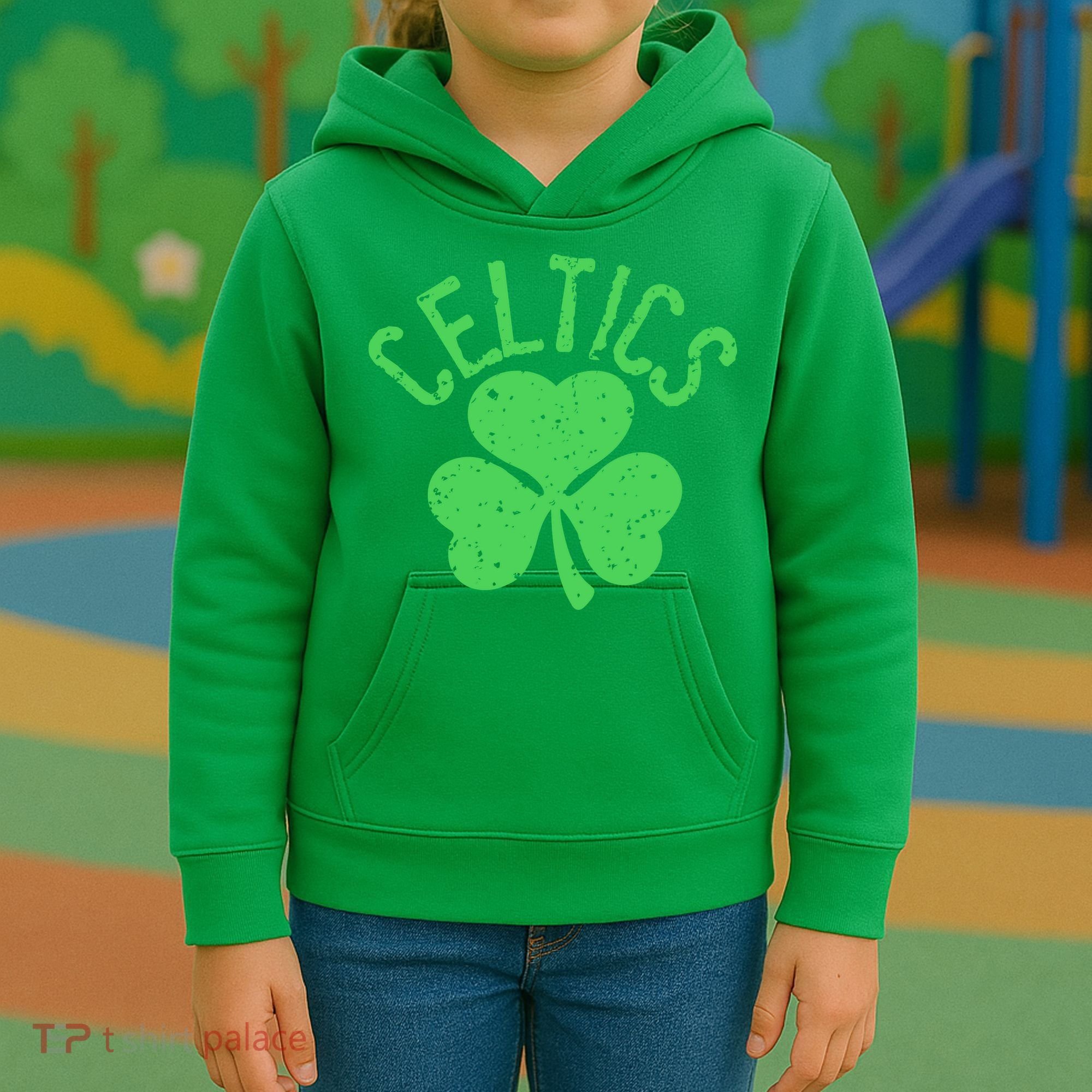 St Patrick's Day Celtics Lucky Shamrock Clover Kids Hoodie
