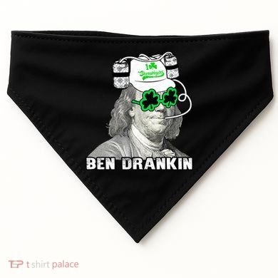 St Patricks Day, Ben Drankin, Funny St Patricks Day, St Patricks Day Drinking USA-Made Doggie Bandana