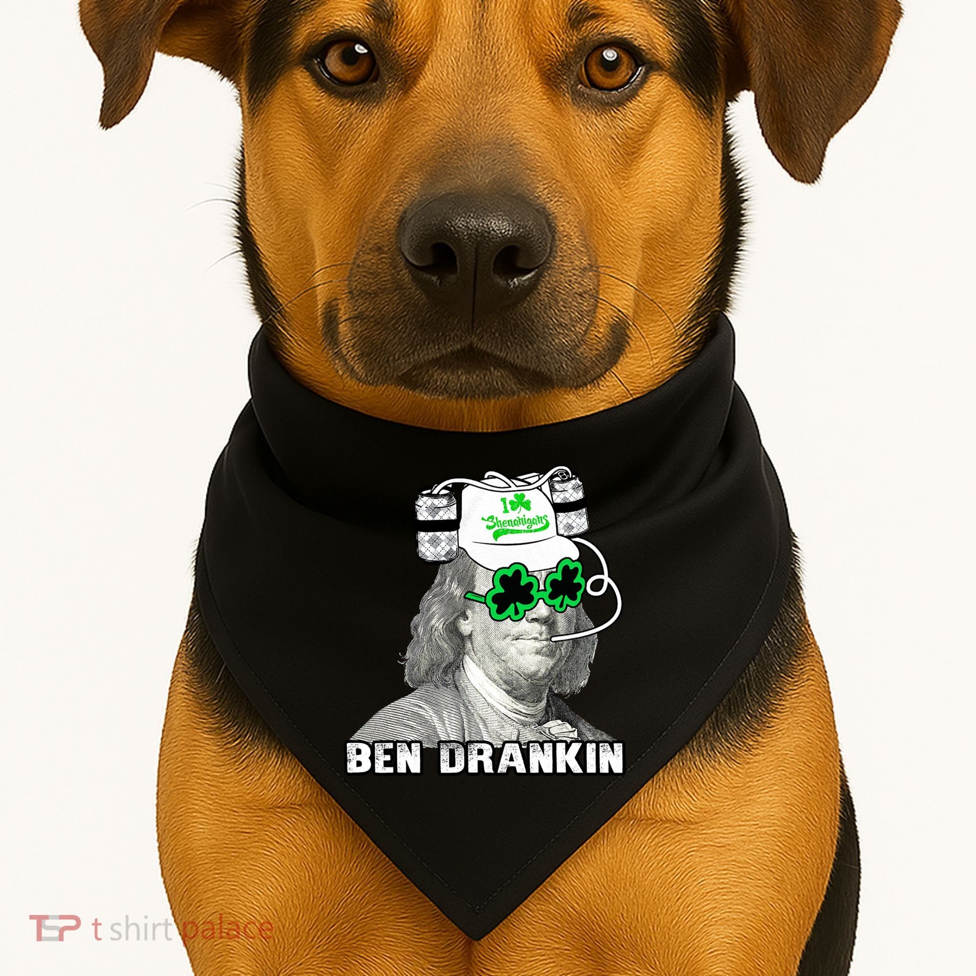 St Patricks Day, Ben Drankin, Funny St Patricks Day, St Patricks Day Drinking USA-Made Doggie Bandana