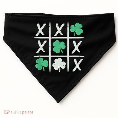 St Patrick's Day Tic Tac Toe Lucky Shamrock USA-Made Doggie Bandana