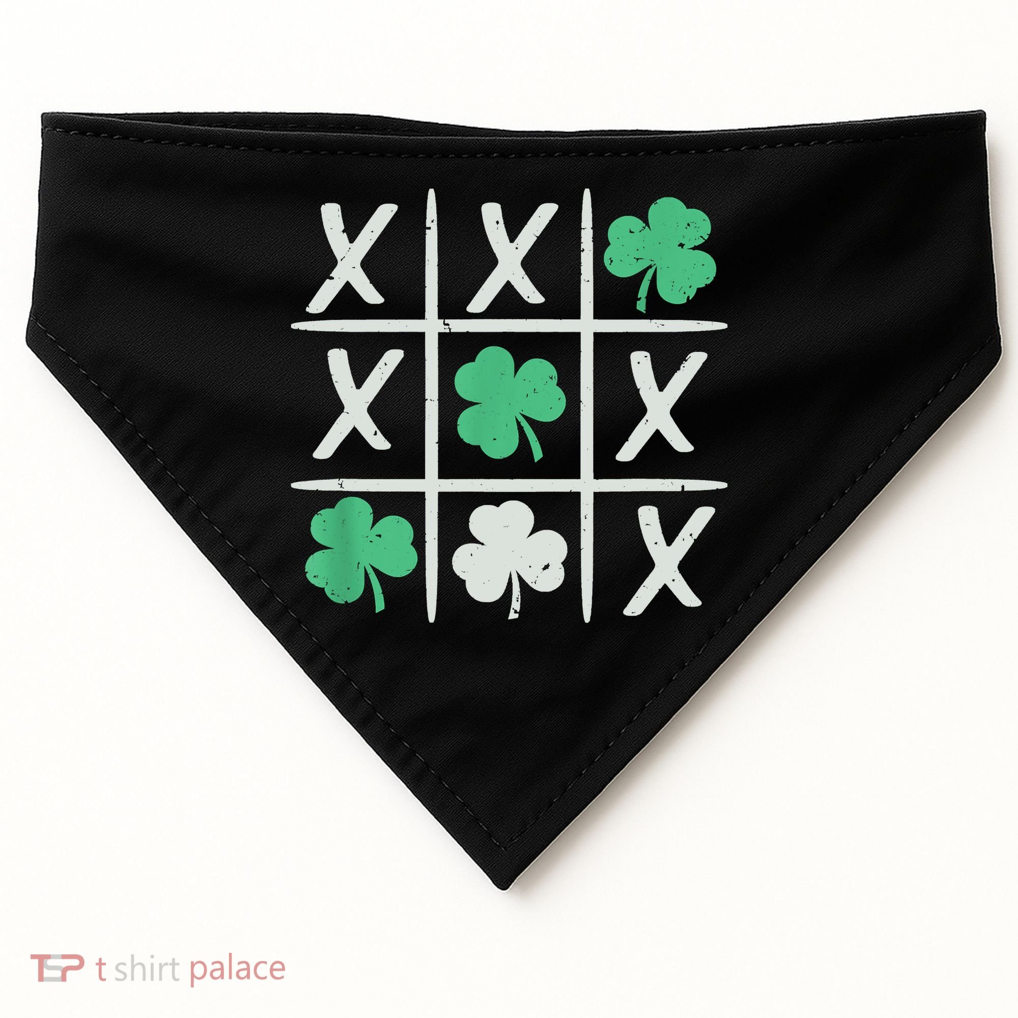 St Patrick's Day Tic Tac Toe Lucky Shamrock USA-Made Doggie Bandana