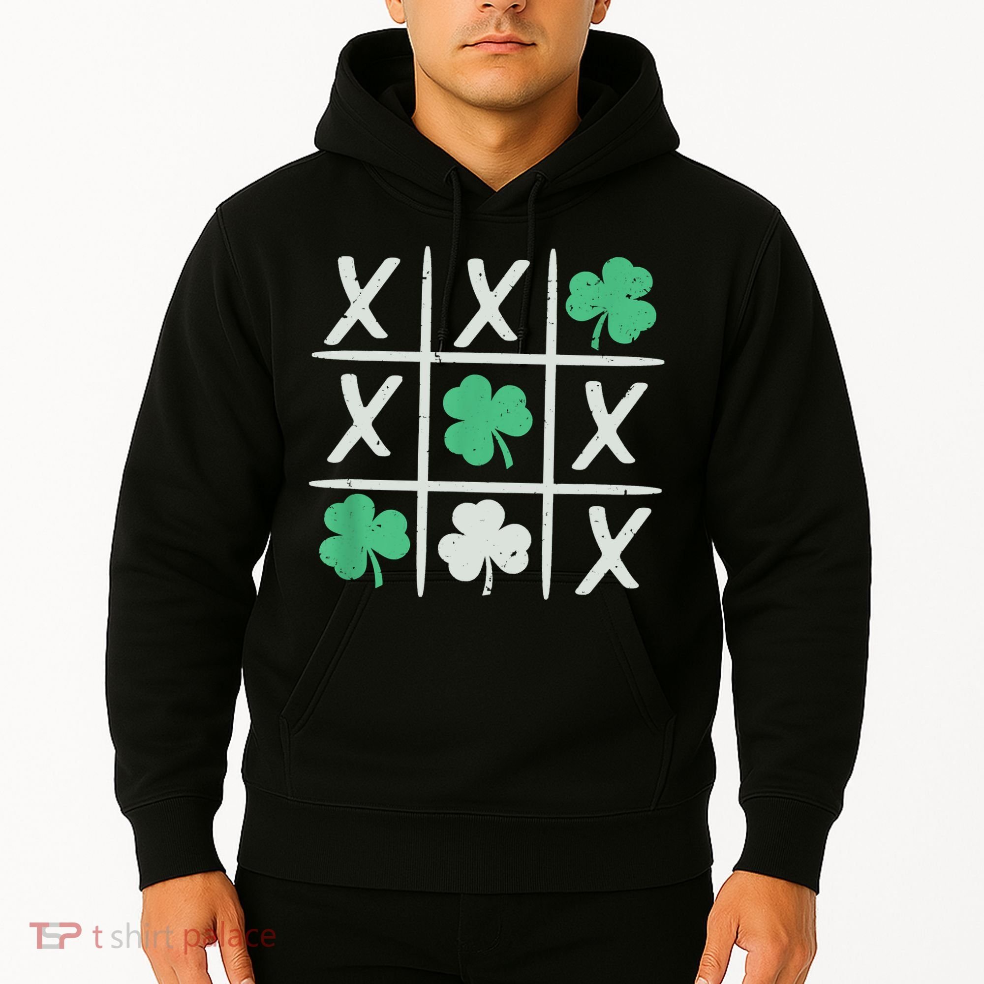 St Patrick's Day Tic Tac Toe Lucky Shamrock Hoodie