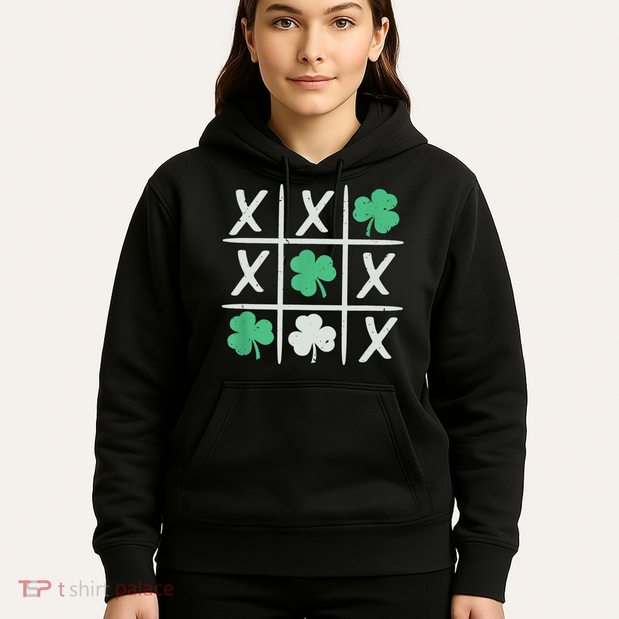 St Patrick's Day Tic Tac Toe Lucky Shamrock Hoodie
