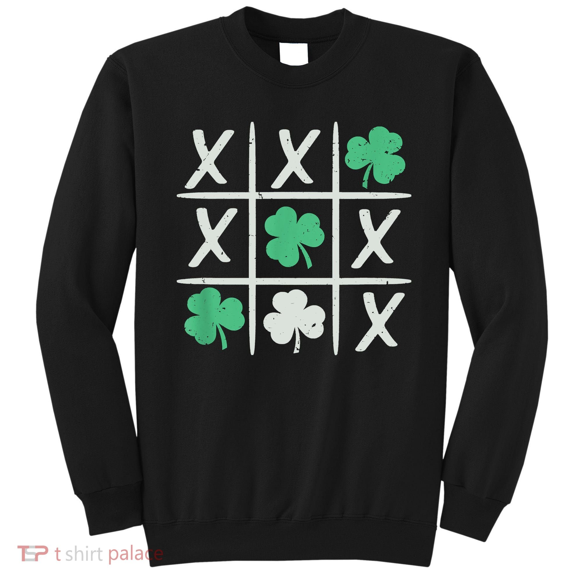 St Patrick's Day Tic Tac Toe Lucky Shamrock Sweatshirt