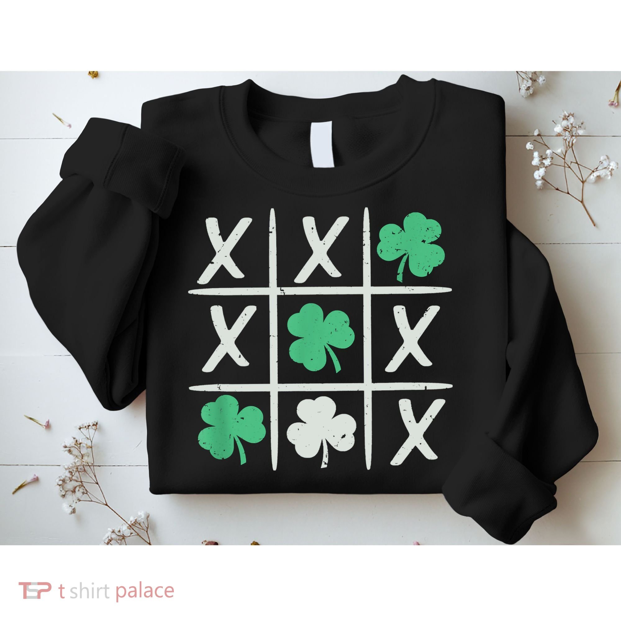 St Patrick's Day Tic Tac Toe Lucky Shamrock Sweatshirt