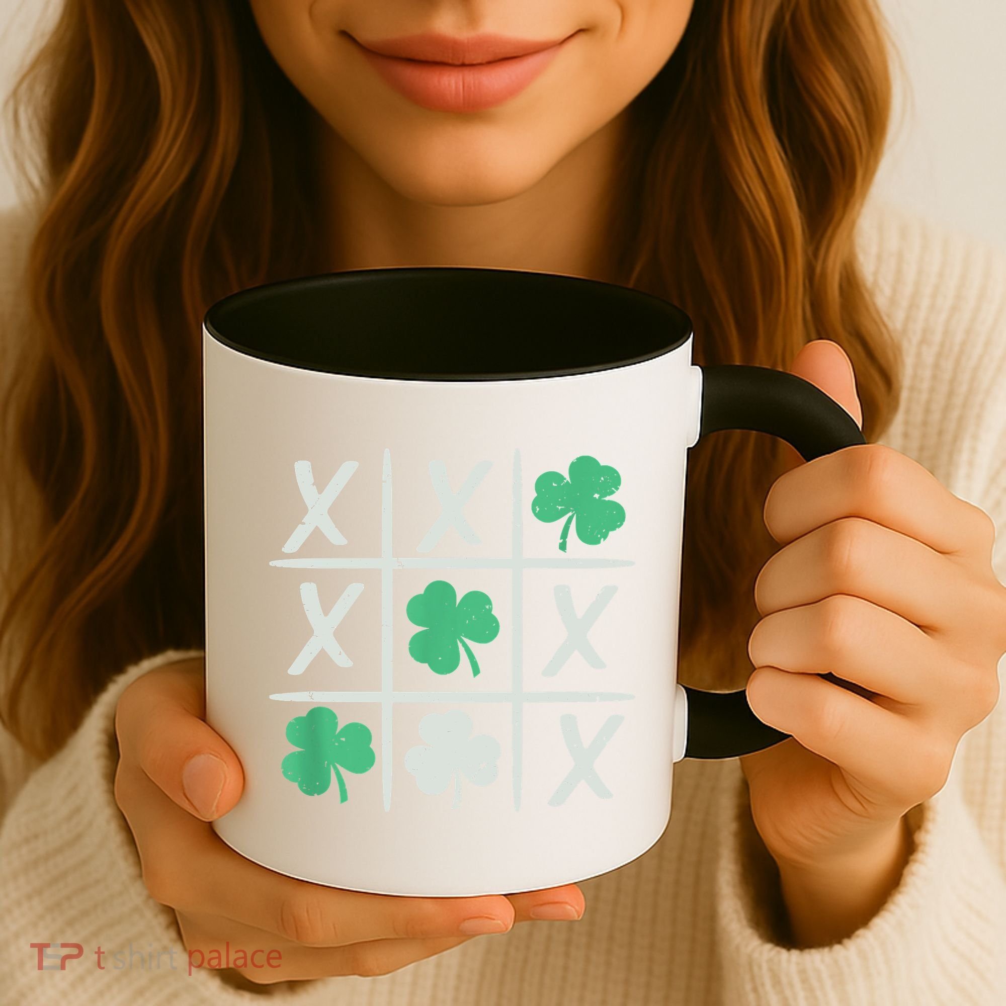 St Patrick's Day Tic Tac Toe Lucky Shamrock Coffee Mug