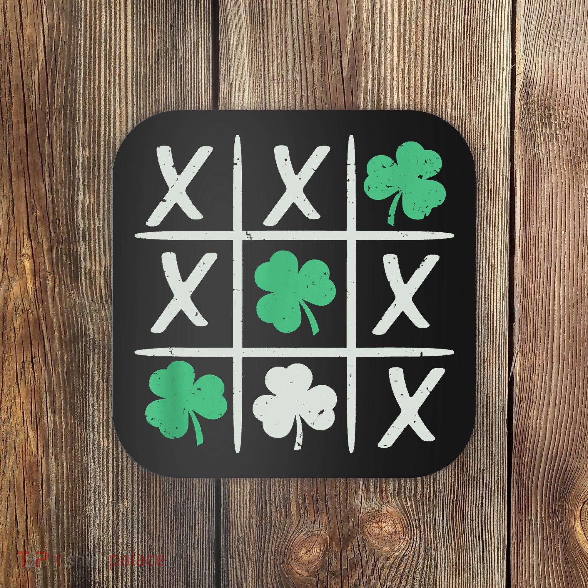 St Patrick's Day Tic Tac Toe Lucky Shamrock Coaster