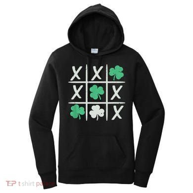 St Patrick's Day Tic Tac Toe Lucky Shamrock Women's Hoodie