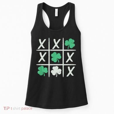 St Patrick's Day Tic Tac Toe Lucky Shamrock Women's Tank Top
