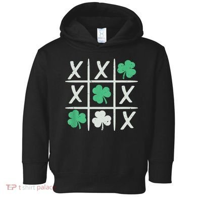 St Patrick's Day Tic Tac Toe Lucky Shamrock Toddler Hoodie