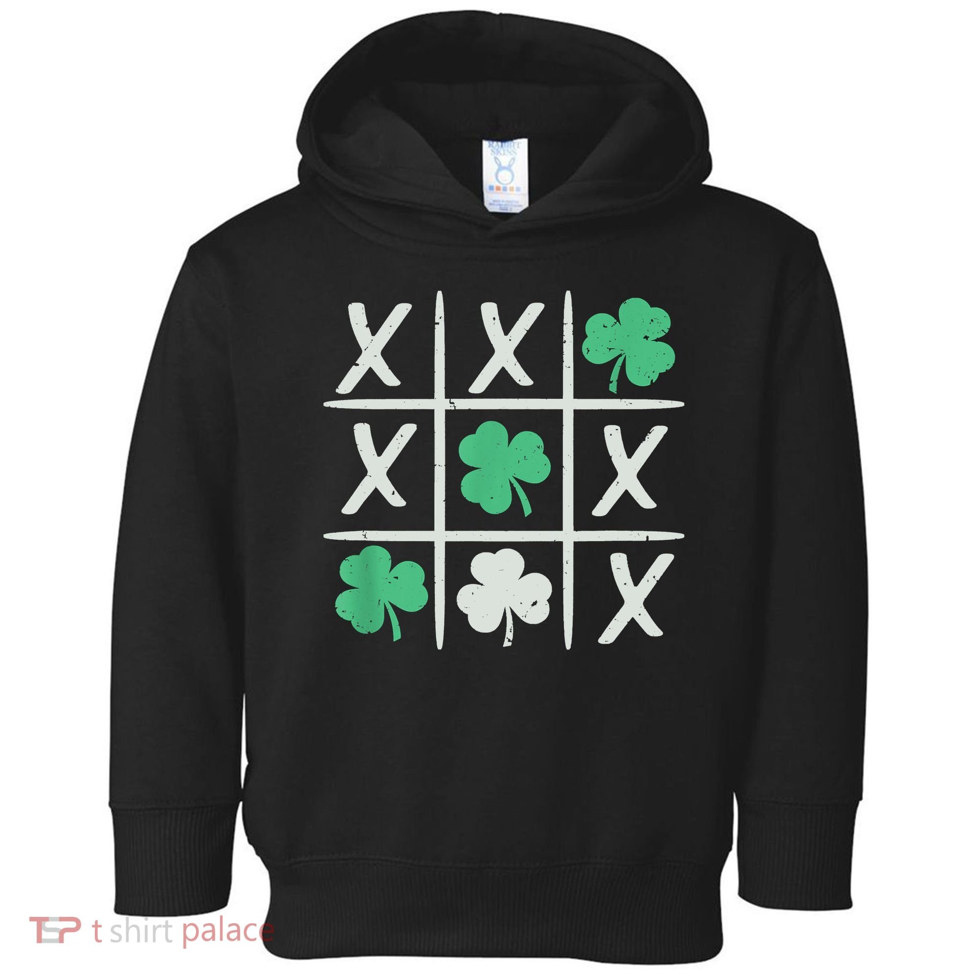 St Patrick's Day Tic Tac Toe Lucky Shamrock Toddler Hoodie