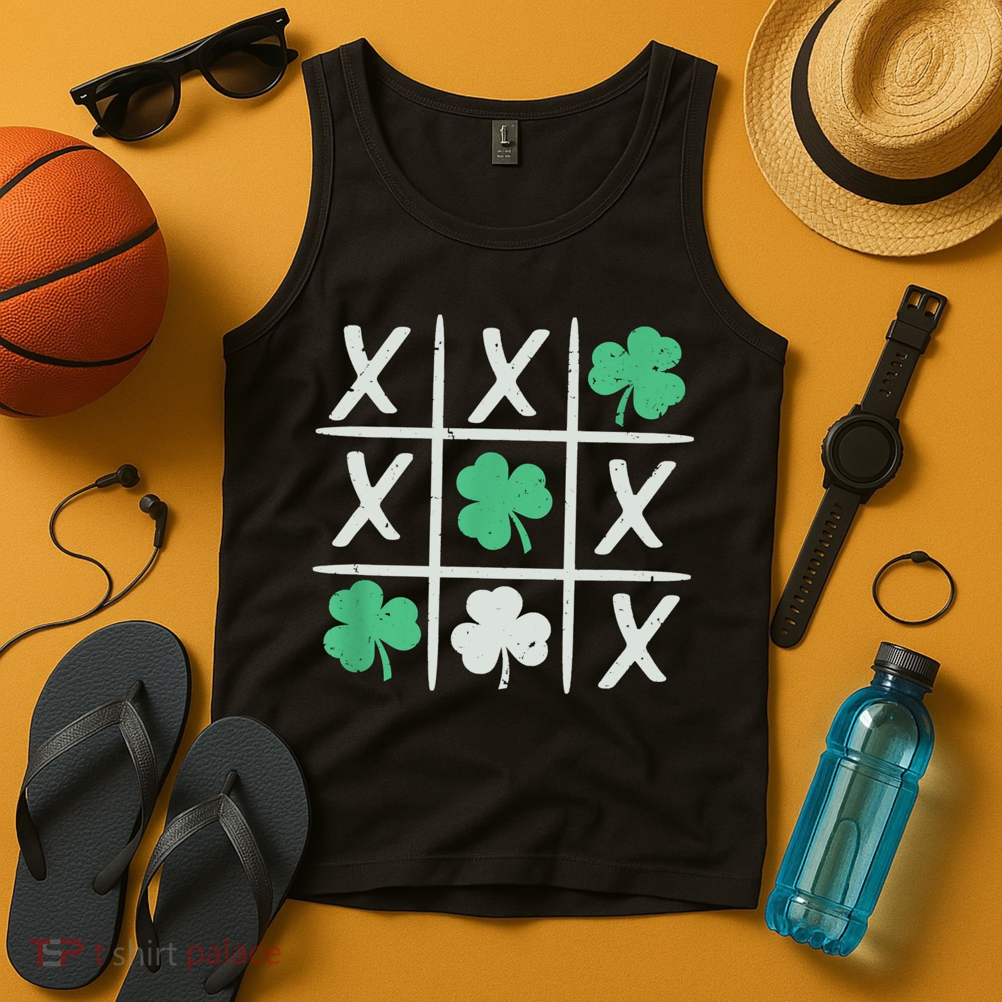 St Patrick's Day Tic Tac Toe Lucky Shamrock Tank Top