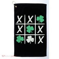 St Patrick's Day Tic Tac Toe Lucky Shamrock Golf Towel thumb 0