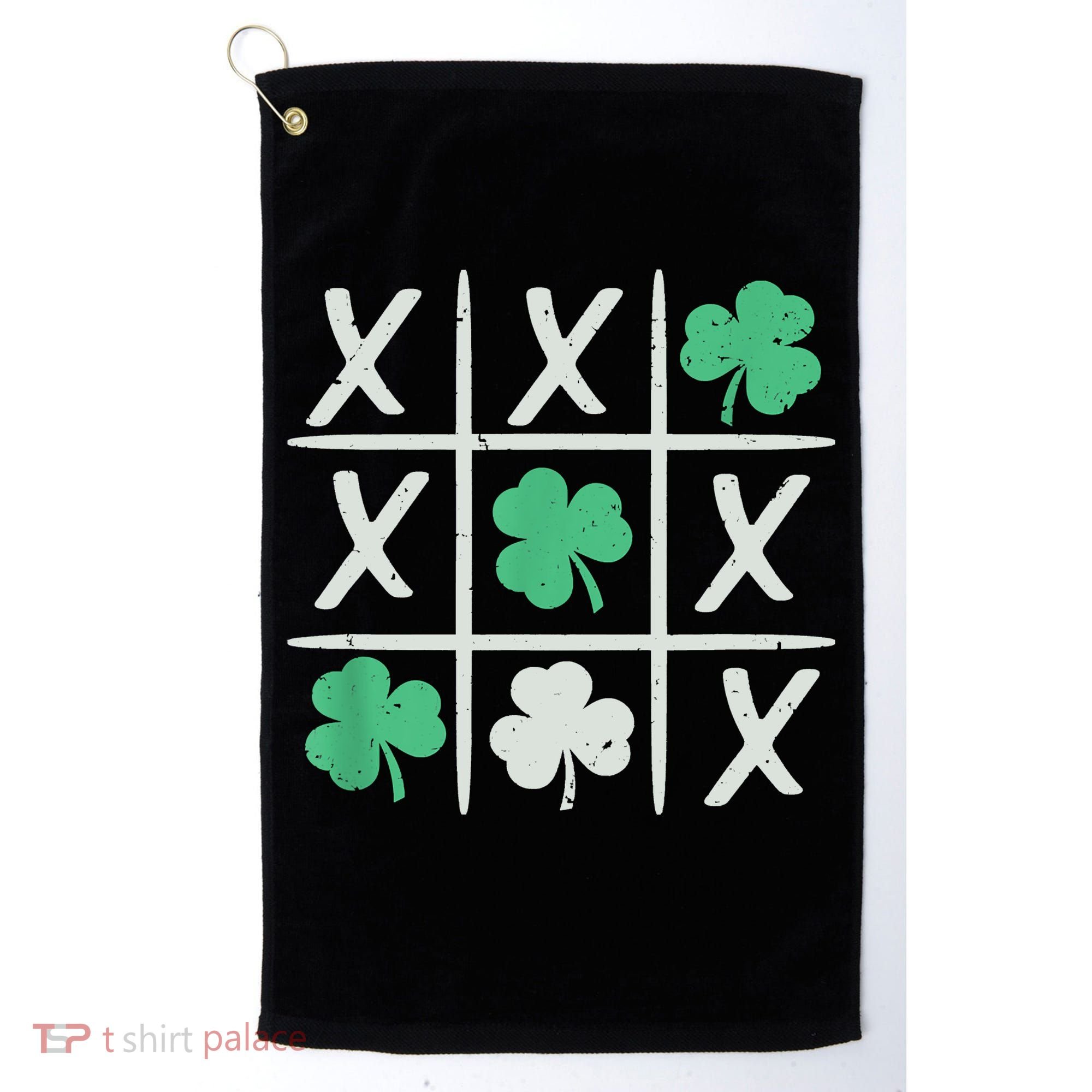 St Patrick's Day Tic Tac Toe Lucky Shamrock Golf Towel