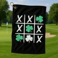 St Patrick's Day Tic Tac Toe Lucky Shamrock Golf Towel thumb 1