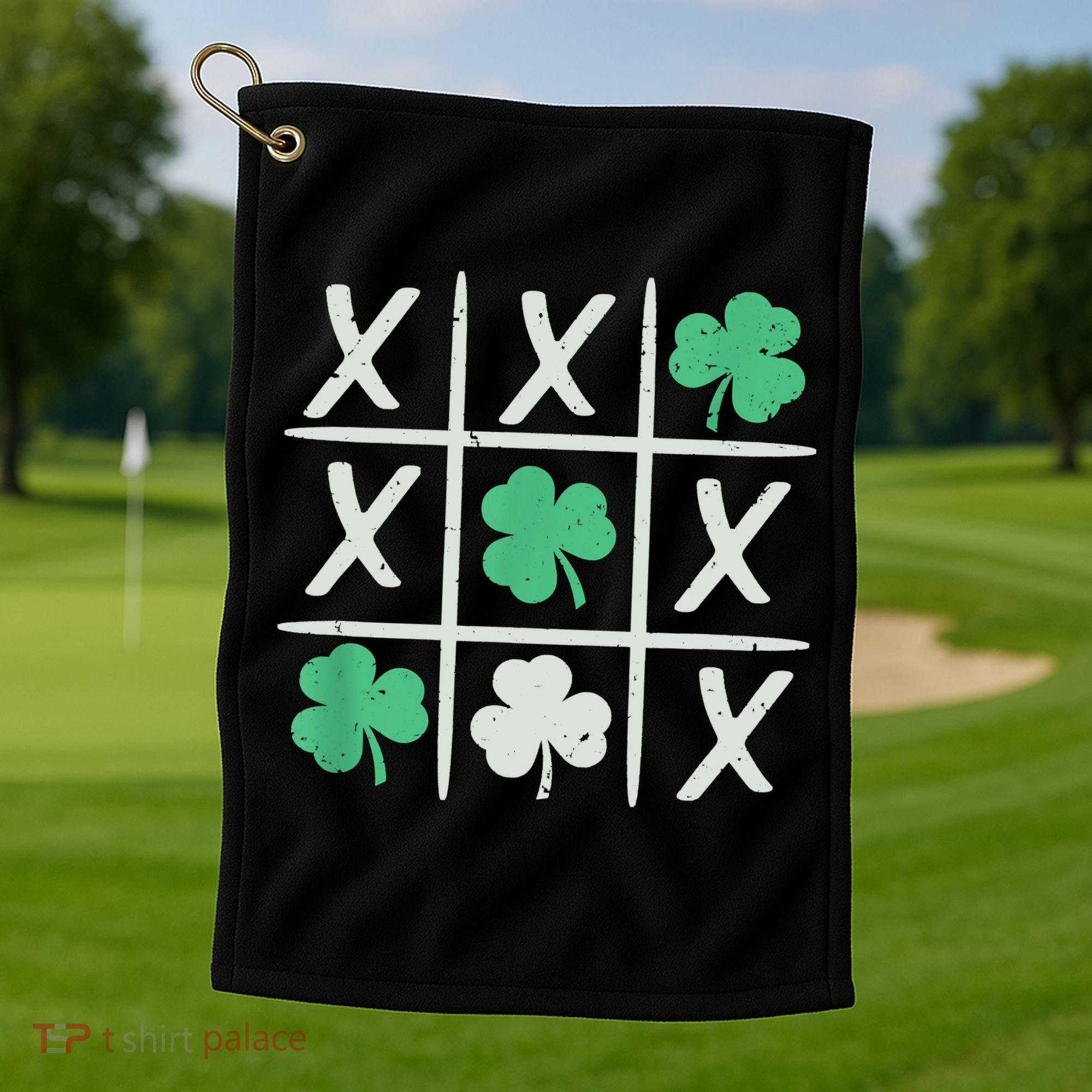 St Patrick's Day Tic Tac Toe Lucky Shamrock Golf Towel