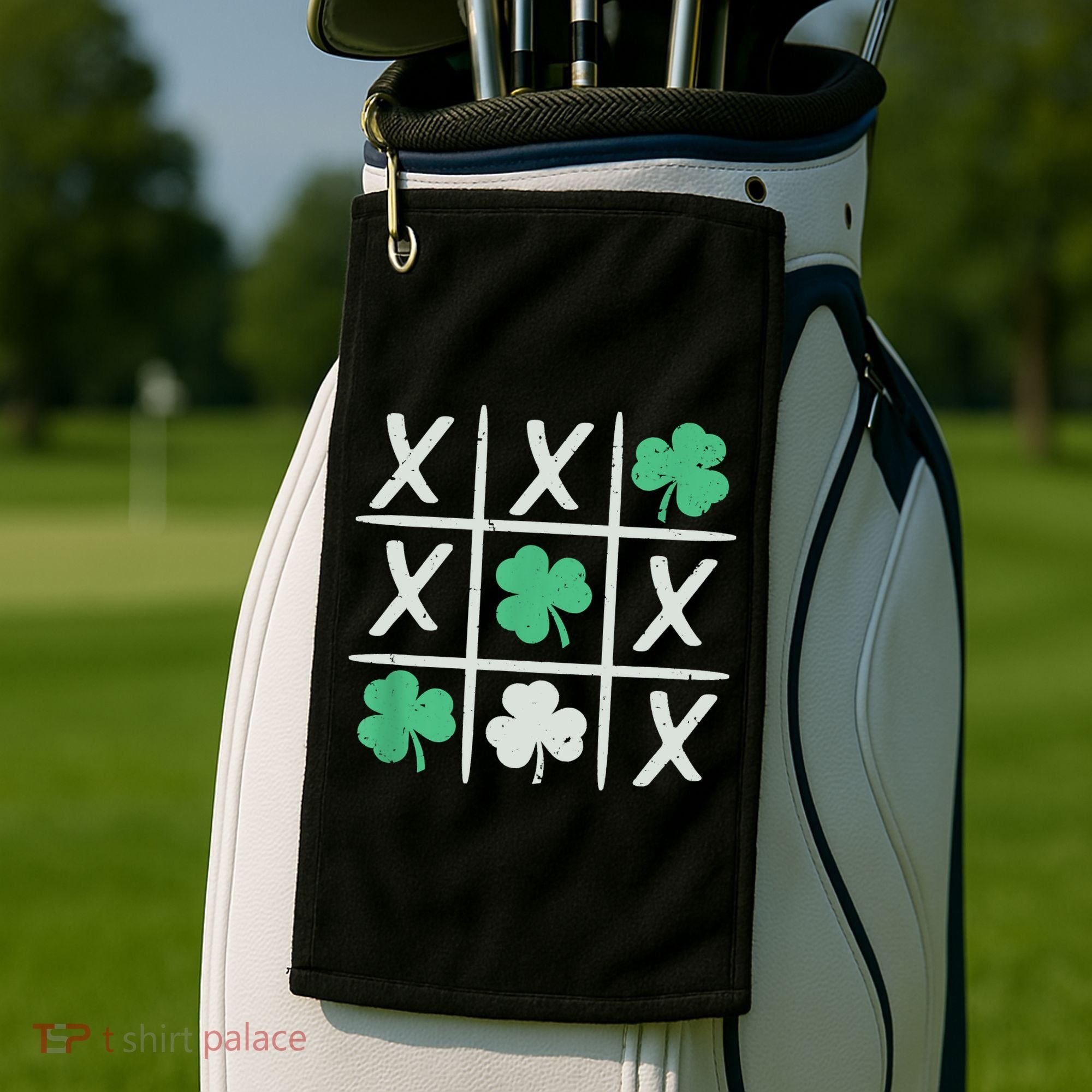 St Patrick's Day Tic Tac Toe Lucky Shamrock Golf Towel