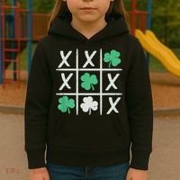 St Patrick's Day Tic Tac Toe Lucky Shamrock Kids Hoodie thumb 3