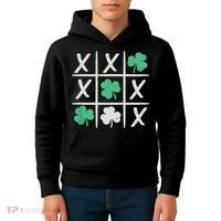 St Patrick's Day Tic Tac Toe Lucky Shamrock Kids Hoodie thumb 4