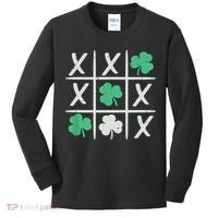 St Patrick's Day Tic Tac Toe Lucky Shamrock Kids Long Sleeve Shirt thumb 0