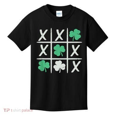 St Patrick's Day Tic Tac Toe Lucky Shamrock Kids T-Shirt