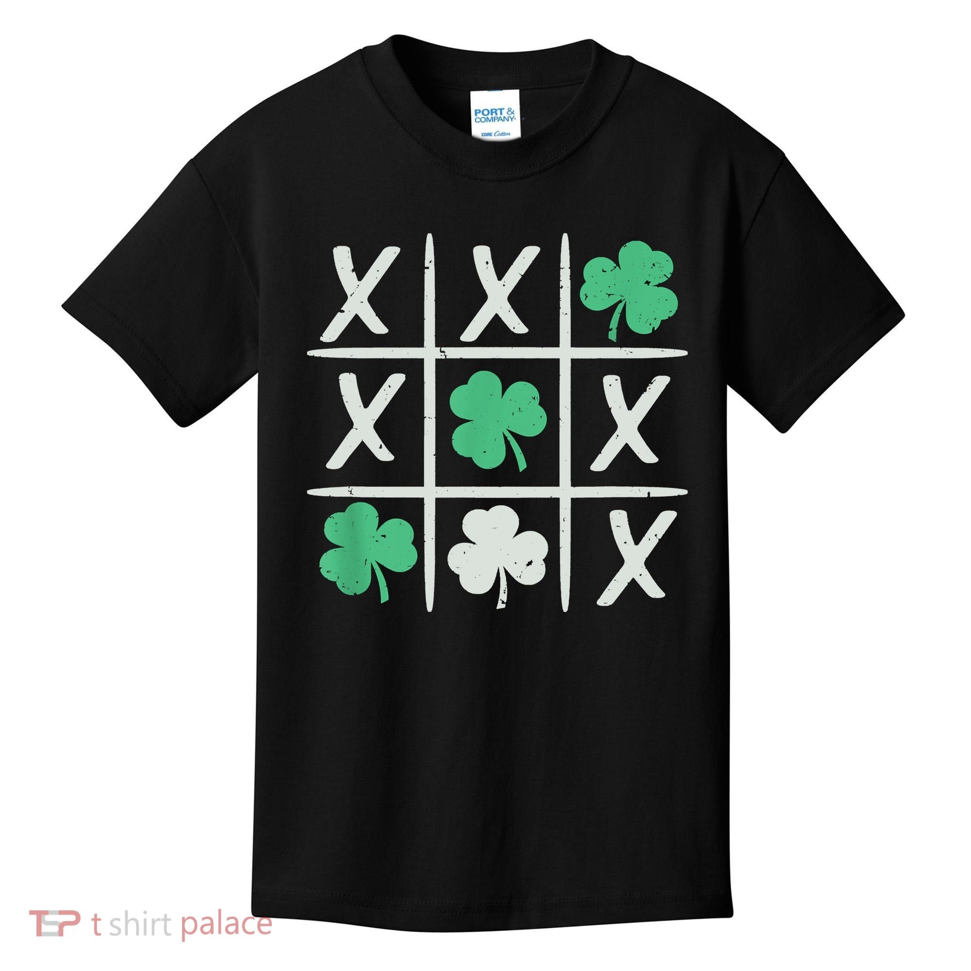 St Patrick's Day Tic Tac Toe Lucky Shamrock Kids T-Shirt