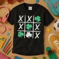 St Patrick's Day Tic Tac Toe Lucky Shamrock Kids T-Shirt thumb 3