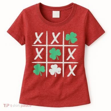 St Patrick's Day Tic Tac Toe Lucky Shamrock Women's T-Shirt