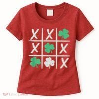 St Patrick's Day Tic Tac Toe Lucky Shamrock Women's T-Shirt thumb 0