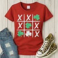 St Patrick's Day Tic Tac Toe Lucky Shamrock Women's T-Shirt thumb 3