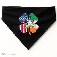 St PatrickS Day Irish American Flag Peace Love Shamrock USA-Made Doggie Bandana thumb 0
