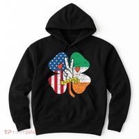 St PatrickS Day Irish American Flag Peace Love Shamrock Hoodie thumb 0