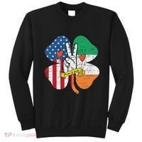 St PatrickS Day Irish American Flag Peace Love Shamrock Sweatshirt thumb 0