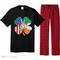 St PatrickS Day Irish American Flag Peace Love Shamrock Pajama Set thumb 0