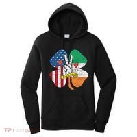 St PatrickS Day Irish American Flag Peace Love Shamrock Women's Hoodie thumb 0